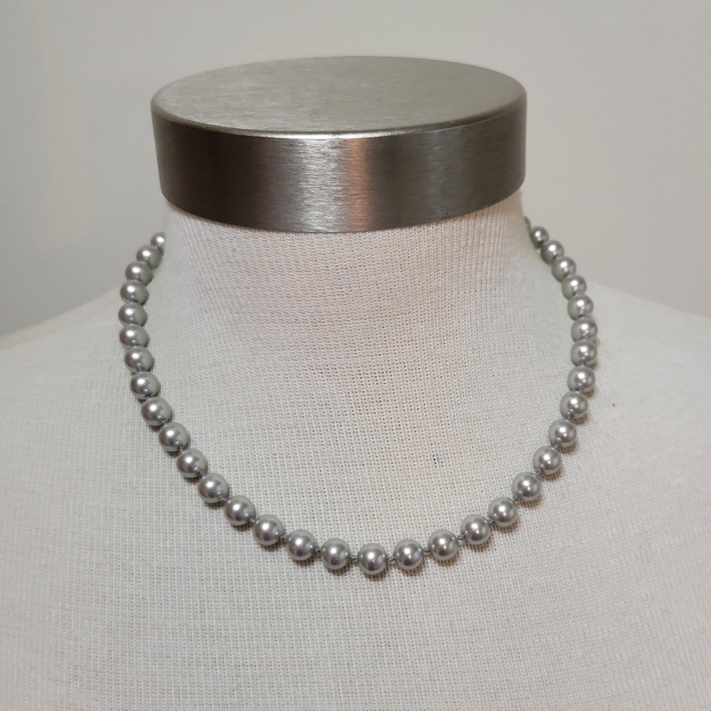 Monet Silver Faux Pearl Necklace - Picture 1 of 5
